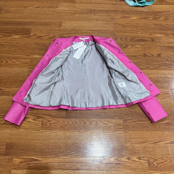 VERONICA BEARD bubblegum pink retro  Louisa Leather Jacket size 4 / small - Picture 10 of 15